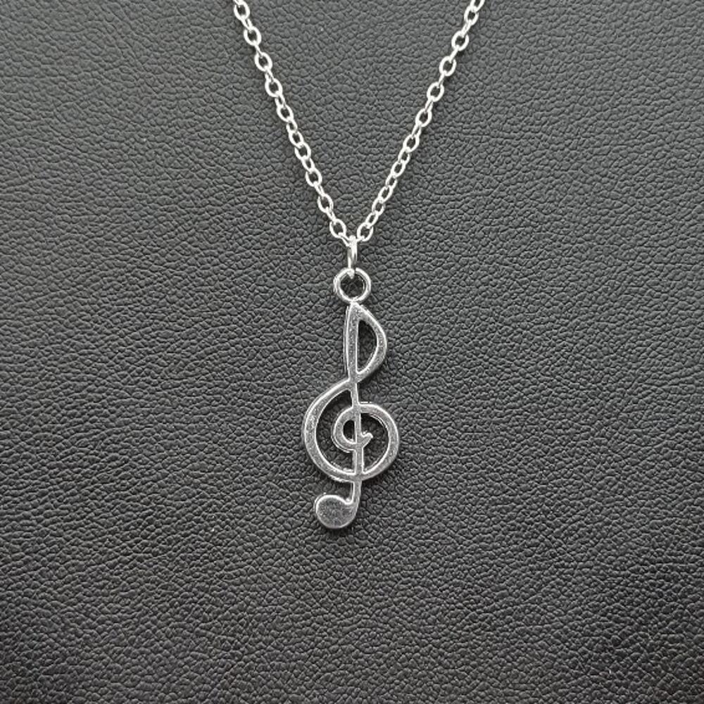 925 Silver Necklace W/ Music Note Treble Clef Pendant Anniversary Birthday Gift